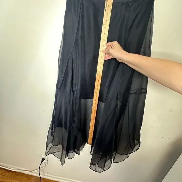 Marissa Webb Navy Yasmin Mini Organza Silk Sheer Over Skirt Carwash Hem Med